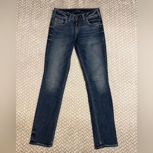 NWOT Silver Women's Elyse Mid Rise Straight Jeans Size W26/L32